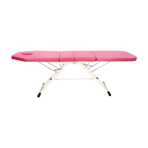 Portable Massage Bed,Beauty Bed,3 Fold Massage Chair Table Aluminum Frame Beauty Salon Spa Tattoo Bed Chair Foldable and Adjustable Reclining Beauty Chair for Massage,Acupuncture,Beauty,Pink