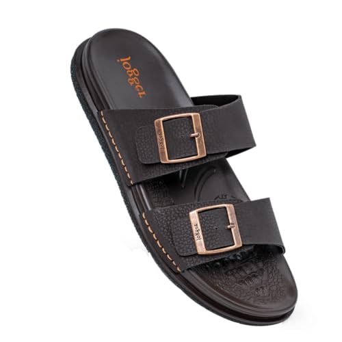 Image of Jogger Men's Sandals for Summer Comfortable Casual Outdoor & Beach Sandals Anti-Slip Lightweight Slip-On & Strappy Flats Breathable Walking Slides & Open Toe Footwear for Men (Size 6) Brown (627