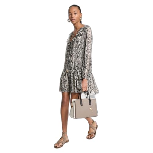 Michael Kors Women's Long Sleeve Ruffle Mini Dress, Soft Ecru, S