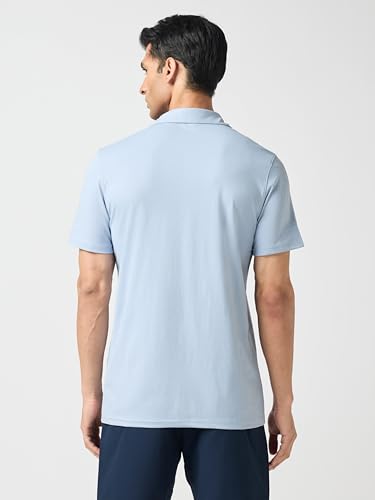 Image of TECHNOSPORT Men's Solid Slim Fit Polo Collar T-Shirt COTFLEX Half Sleeve Button Polyester for Gym Running Workout UPF50+ Anti Odour