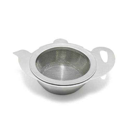 2Pcs Tea Strainer with Bowl, Stainless Steel Loose Tea Strainer, Tea Infuser, Lacy Double Handle Strainer, Mini Fine Mesh Sieve, Suit for Loose Tea Coffee Soy Milk Filtration