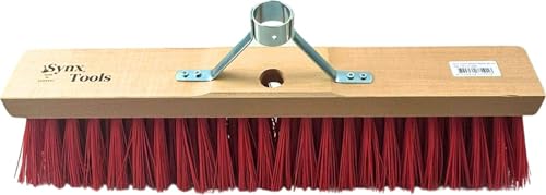 Synx Tools Escoba de Nylon 40cm - con Soporte para Mango sin Mango - Escoba para Exteriores - Escobas - Escoba para Calles - Cerdas de Plástico - Cepillos de Fregar - Artículos de Limpieza - Sin Mango