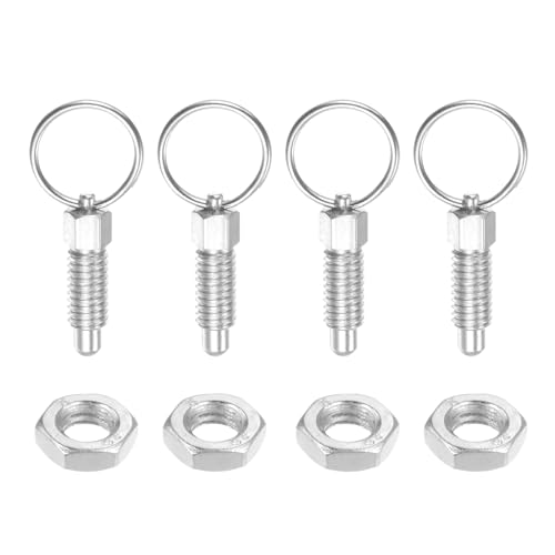 QUARKZMAN 4Pcs Pasador de Resorte con Anillo de Extracción Rosca M6*1 Longitud 0.48 Pasador Diámetro 4Mm Cabeza Redonda Acero al Carbono Retráctil No Bloqueable