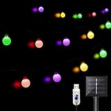 【60 LEDs und 1800mAh Akku】Der 60 Globe LED Lichterkette mit 11M Länge . Mit einer hohen Akkukapazität, die auf 1800 mA ansteigt, 6-8 Stunden Ladezeit am Tag, kann 12-16 Stunden Arbeitszeit in der Nacht bieten.Eine ideale Dekoration für Ihre Gärten, Veranda, Rasen, Terrasse, Hochzeit,Weihnachtsbäumen etc.