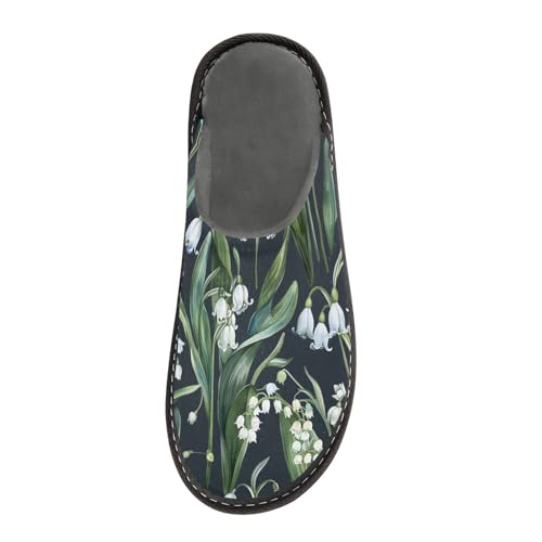 senya Blue Lily Of The Valley Flowers Fuzzy Slippers Soft Home Bedroom Slippers for Women Men House Shoes3