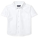 The Children's Place boys Short Sleeve Oxford Shirt, White, Medium