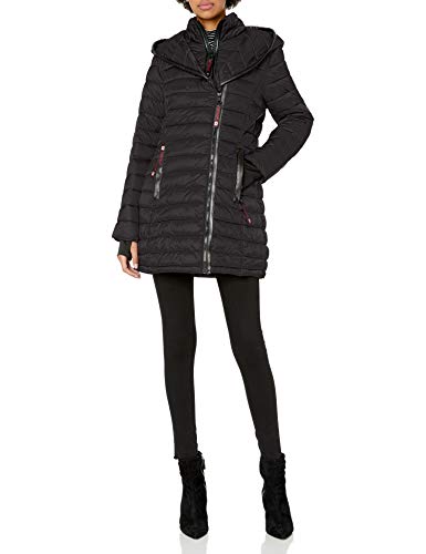 CANADA WEATHER GEAR Women's Long Puffer Jacket, Side Zip Black, L
