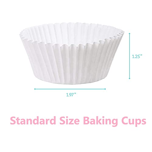 Lotfancy White Cupcake Liners, 500Pc Standard Size Baking Cups, Greaseproof Paper Muffin Liners, Food Grade Cupcake Wrappers, No Smell, Bottom 1.97 Inch Width #TOP2