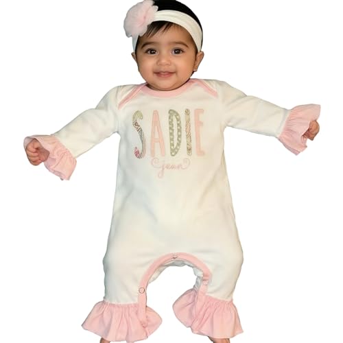 Personalized Sleeper Baby Coming Home Outfit, Personalized Neutral Naby Romper and Hat Set Custom Infant Boy Coming Home Outfit Baby Shower Gifs (Style 1)