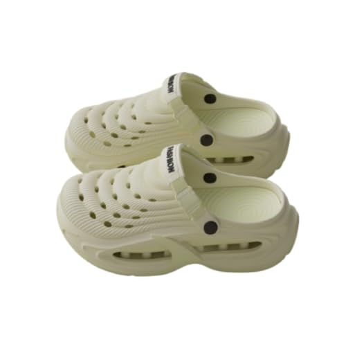 Zuecos unisex de jardín, plantilla de arco extraíble, zapatos de agua antideslizantes de secado rápido para verano, playa, ducha al aire libre, Beige Verde, 3/4 UK Wide