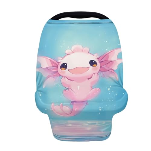 Image of Youngerbaby Cute Axolotl Nursing Cover Breastfeeding Super Soft Multi Use for Baby Car Seat Covers Canopy Shopping Cart Cover Scarf Light Blanket Stroller Cover Baby Girl Necessities