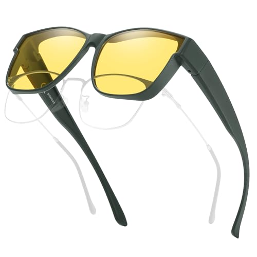 Image of HAOLOTA Night Vision Driving Over Glasses, Polarized Nighttime Glasses Men Women Anti Glare Yellow Tinted Lens