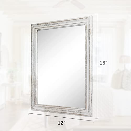 Mwazzll Wall Mirror With Rustic Wood Frame Rectangle Mirrors For Wall Decorative Hanging Mirror For Bathroom Bedroom Farmhouse Living Room White Small #TOP5