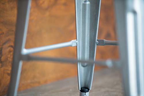 Urbanmod 24 Inches Metal Barstool Set Of 4 – Counter Height Backless Bar Stool For Kitchen Island, Breakfast, Outdoors, Pub, Restaurant, Home, Patio – Stackable Heavy Duty Modern & Industrial (Silver) #TOP6