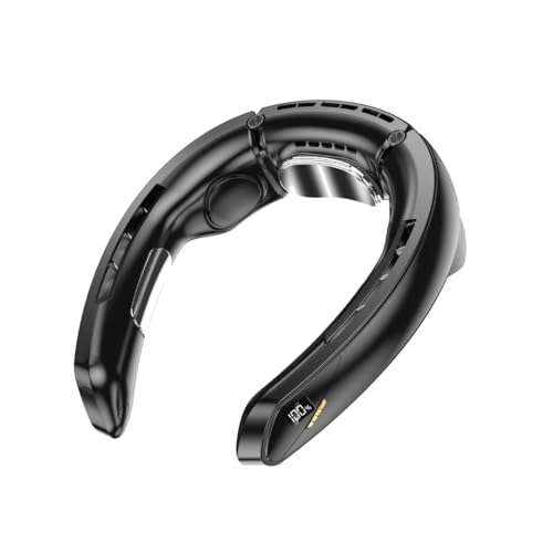 Image of JUST CORSECA Neck Fan | Rechargeable | LED Display | Adjustable Speed | Hands-Free Wearable Cooler for Travel, Outdoor & Summer Use (Black)