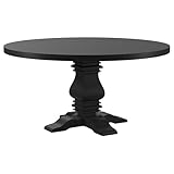 Coaster Home Furnishings - Florence - Pine Wood - Traditional Round Dining Table with Plank Top and Pedestal Base - Dining Room & Kitchen - 60 Inch - Black - 115530