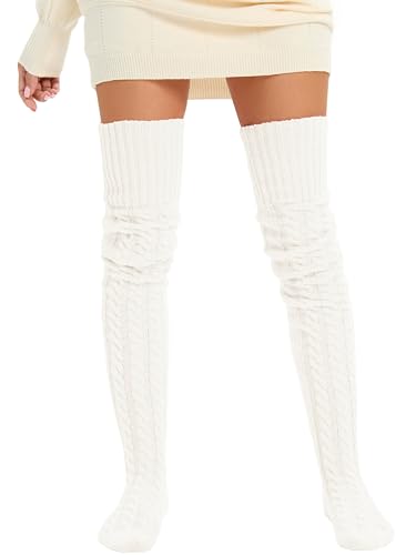 Image of Women's Thigh High Knitted Winter Boot Socks Vintage Extra Long Leg Warmer Over Knee High Stockings