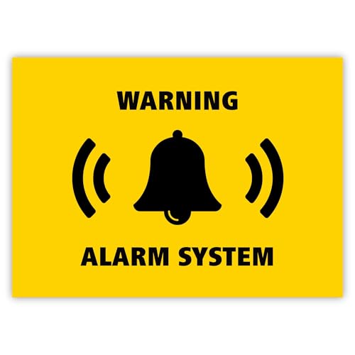 Image of 5 x Alarm System Stickers - Yellow - Security Alarm Warning Sign - for Doors Windows Cars - Weatherproof (7.4 x 5.2 cm)