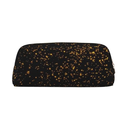 Black and Gold Wallpaper Pencil Bag â€“ Versatile and Durable Cross-Grain Leather Carrier Bag Case for Daily Essentials