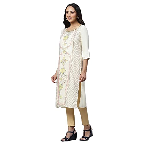 Image of Aurelia Floral Viscose Rayon Round Neck Women's Kurtas