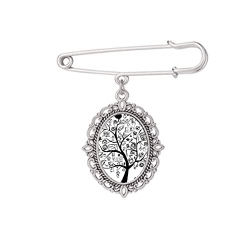 Broche arbre graffiti mignon M idéale sur une robe pour une sortie en ville