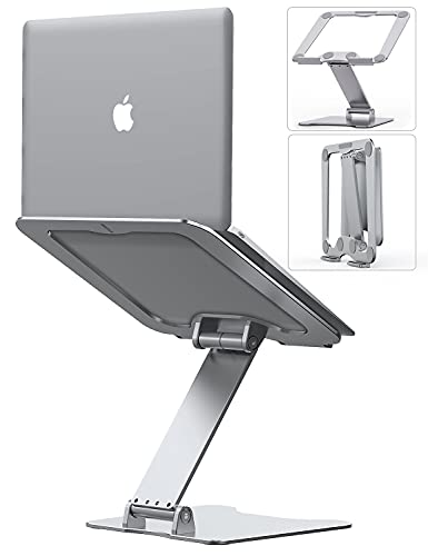 Laptop Stand Adjustable, Letlar Laptop Holder, Aluminum Laptop Riser Stand for Desk, Adjustable Height 1.9"-12", Compatible with MacBook, Air, Pro, Dell XPS, Samsung, All Laptops 8-15.6 Inches-Silver