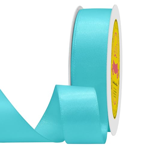 Image of Double Face Turquoise Satin Ribbon 7 /8 inch X 25 Yards for Gift Wrapping Very Suitable for Weddings Party Hair Bow Invitation Decorations and More
