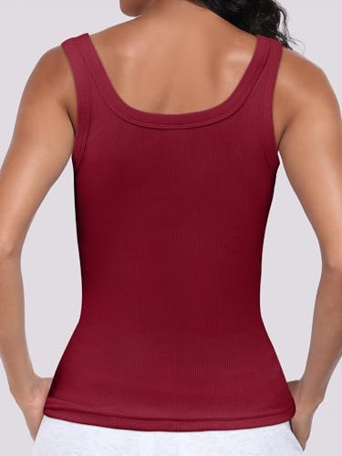 Image of ANRABESS Womens Sleeveless Scoop Neck Tank Top Ribbed Fitted Summer Basic Slim Cute Tops 2026