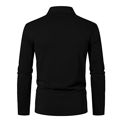 A WATERWANG Men's Long Sleeve Polo Shirts, Slim-fit Cotton Golf Polo Shirts Basic Designed3