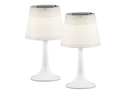 KONSTSMIDE 2er-Set Solar High Power LED-Tischlampe ASSISI, IP44, weiß, Höhe 36 cm; 7109-202