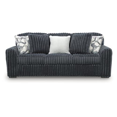 Image of Signature Design by Ashley Midnight‑Madness Sofas, Jumbo Corduroy Upholstered Living Room Sofa with Plush Cushions, Cozy Everyday Seating for Relaxed Home Lounging
