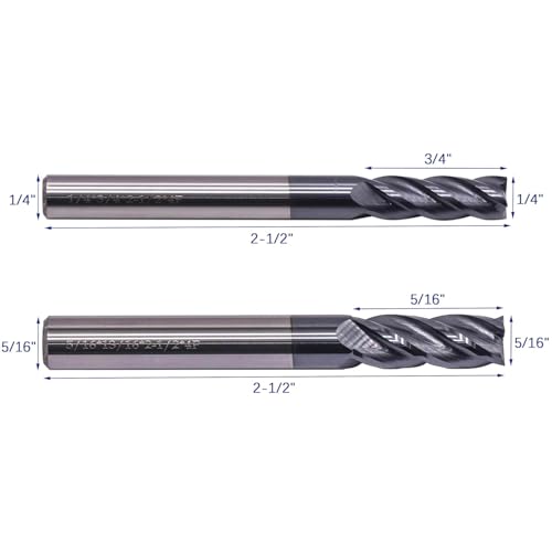Image of BestParts High Performance 5Pcs Solid Carbide End Mills Set 1 /8 inch, 3 /16 inch, 1 /4 inch, 5 /16 inch, 3 /8 inch - AlTiN Coated, 4 Flute, 35 Degree Helix, End Mill Bit Set, CNC Router Bit