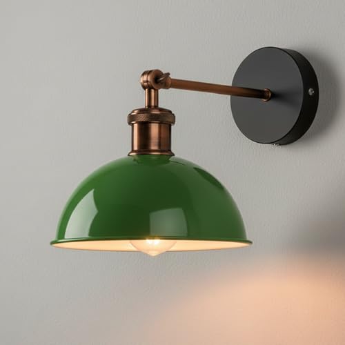 Dome Metal Wall Sconce, 180° Adjustable Industrial Wall Lamp for