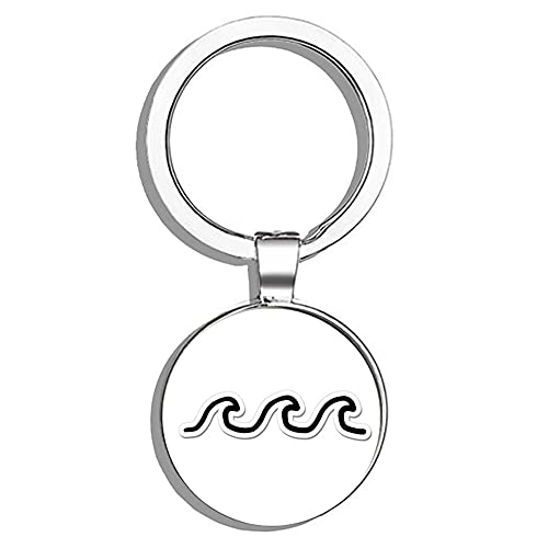 HJ Media Wave Simple Metal Round Metal Key Chain Keychain