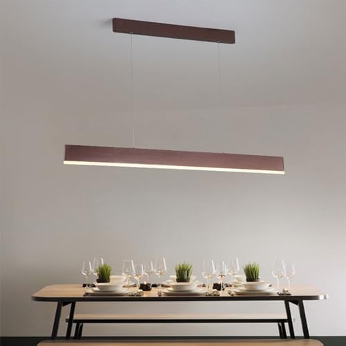 Lámpara Colgante Moderna Minimalista Color café, Pantalla acrílica, Altura Ajustable, lámpara Colgante de Mesa Larga, iluminación de suspensión para Dormitorio, Sala de Estar y Bib