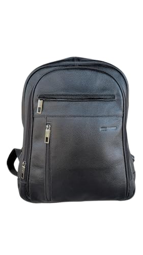 Mochila Masculina de Couro Legítimo Premium Executiva Preta para Notebook 15,6'