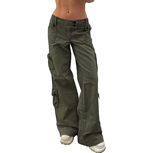 Womens Baggy Cargo Pants Low Waist Loose Wide Leg Trousers Cinch Drawstrings Joggers Sweatpants Hippie Streetwear (Leisure Gray, S)
