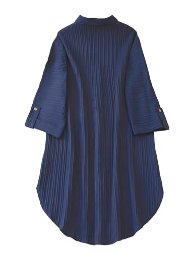 Image of Shasmi Women's Brown Solid Color Woven Long Sleeve Shirt Dress with Button Cuff, Business Casual (Dress 160)