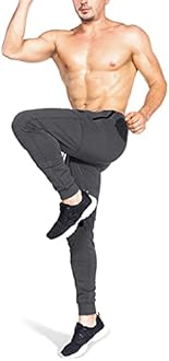 ZENWILL Mens Tapered Workout Track Pants, Slim Fit Gym Jogger Sweatpants, Casual Athletic Trousers with Zip Pockets