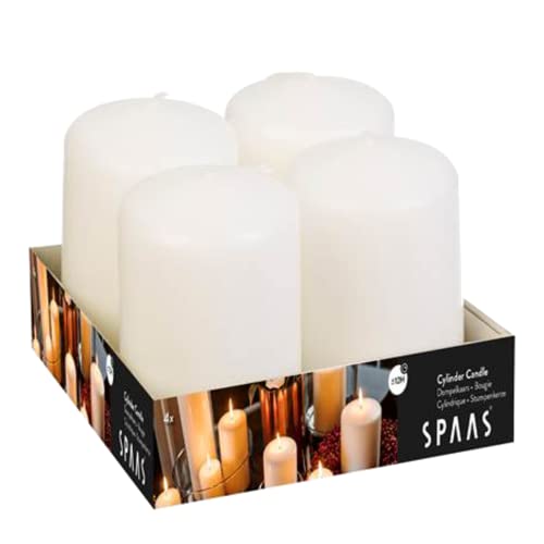 SPAAS Bougie Pilier Cylindre 50/80 mm, ± 18 heures, non-parfumée - blanc