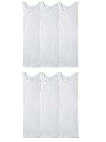 Fruit of the Loom Men's Tag-Free Tank A-Shirt, 6 Pack - White, XX-Large