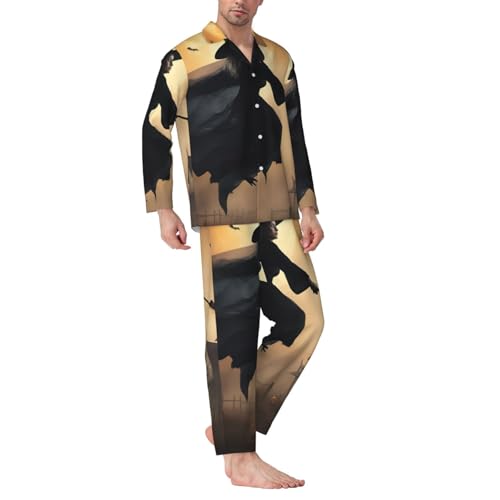 Pijama para hombre de Halloween con brujas volando para noches temáticas de descanso otoñal 2