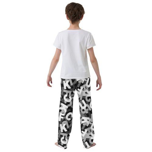 ZZXXB Fuck Print Boys Long Pants Soft Trousers Elastic Waist Kids Lounge Bottoms with Pockets S-XL3
