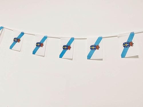 Galicia Flag 40pcs Galicia Flag Garland 11.4M Galicia Bunting Galicia National Flag European Flags 14x21cm for Bars Decorations (Galicia) - Image 2