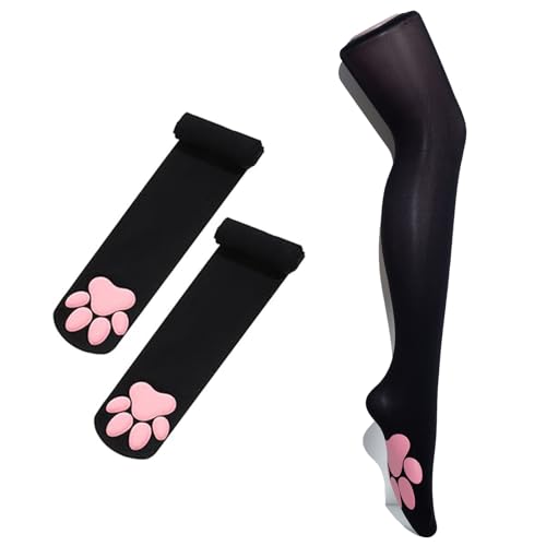 Cat Paw Socks for Women Cute Thigh High Socks with 3D Toe Beans Cat Socks Kawaii Soft Knee High Socks for Cosplay Halloween Party or Daily Wear