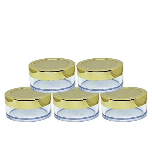 Image of Zenvista 8gm Acrylic Shan Jars, With Very Beautiful Gold Lids, for Creams, Face gels & Lip Balms, (Pack of 5)