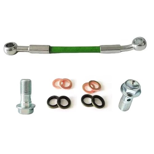 Manguera de freno de acero trenzado M10 de 300cm en color verde para moto