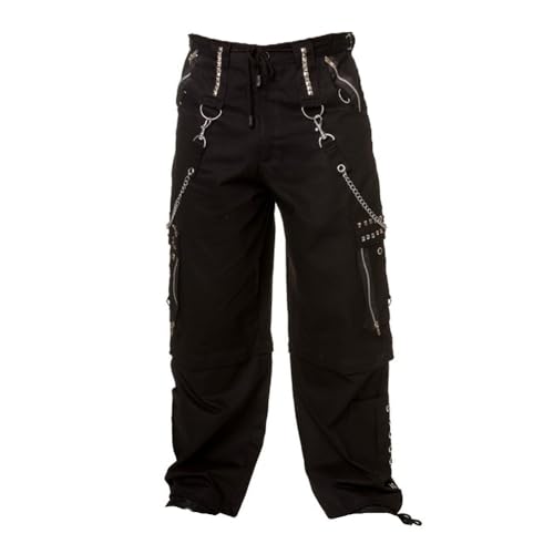Gothic Men Black Chrome Trousers Punk Rock Studs Metal/Chain Trouser Pant/USA2