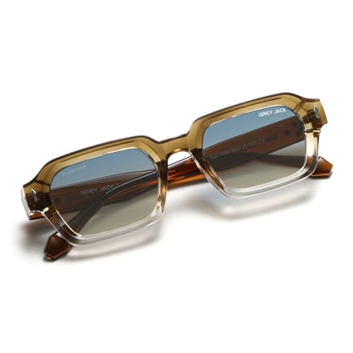 Image of grey jack TR90 Rectangle Polarized Sunglasses for Men Women,Stylish Full Rim Eyewear for UV Protection 21040