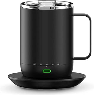 Vsitoo S3 Pro Temperature Control Smart Mug with Lid, Coffee Mug Warmer with Mug for Desk Home Office, App Controlled Heated Coffee Cup, Self Heating Coffee Mug 14 oz, Electric Mug - Improved Design